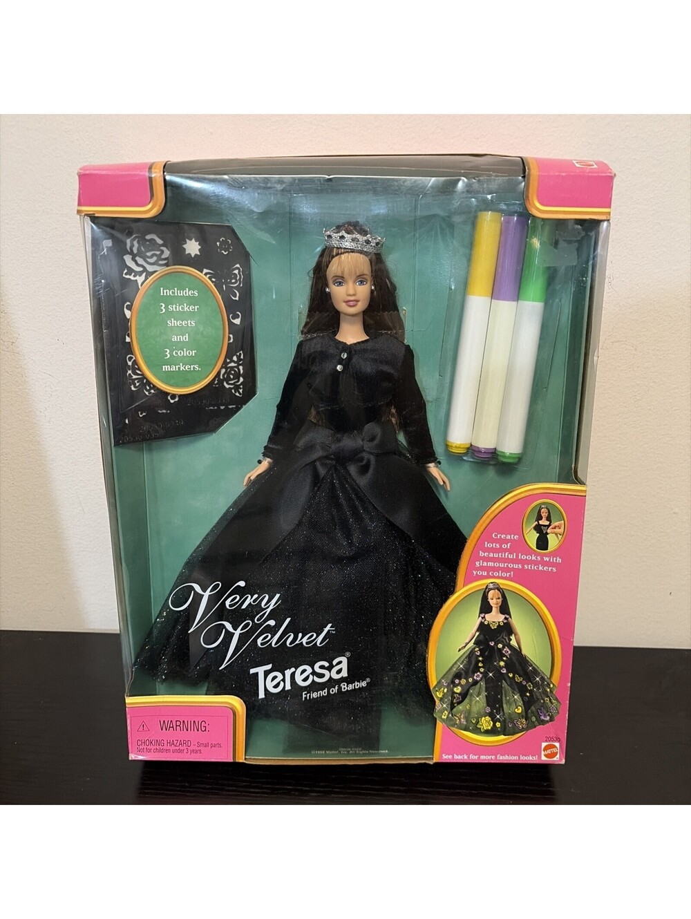 MATTEL 20530 VERY VELVET TERESA BARBIE WITH STICKERS AND MARKERS NEW IN BOX